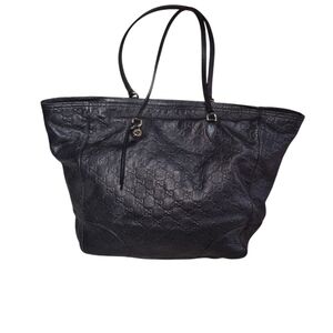 Gucci Embossed Black Leather Shoulder Bag